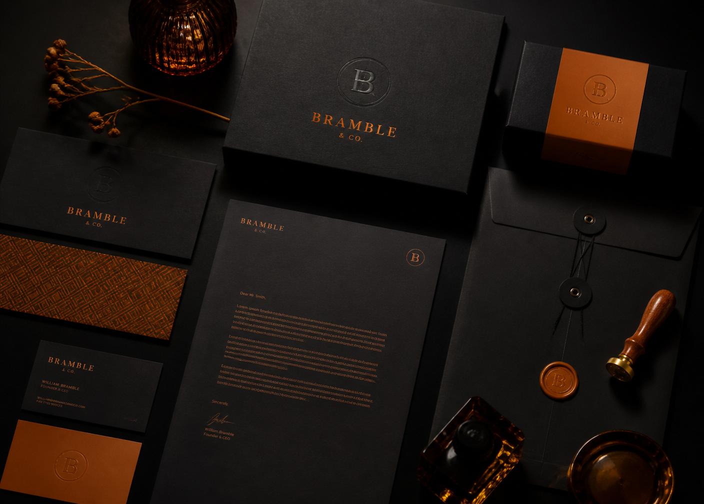 Premium brand identity collateral designed by COMITI Marketing